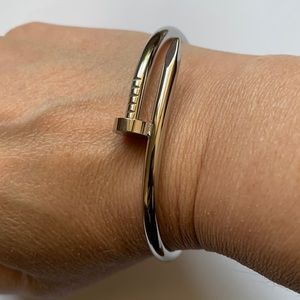 Stainless Steel twisted curved Nail bangle bracelet hinged Juste Un Clou new